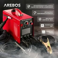 AREBOS Poste à Souder TIG | WIG 180HF Ignition Onduleur | 10-180A | Faible Émission De Fumée - Rouge -Soudure à larc Sales Store 10315989 5