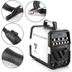 STAHLWERK AC/DC TIG 200 Puls ST, Nombreux Paramètres De Soudage Réglables, ALU & Tôle Mince Adaptée, Garantie 7 Ans