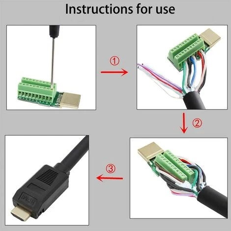 Connecteur HDMI Mâle Avec Plaque De Soudage Adaptateur De Prise Vers Bloc Bornier Connecteur De Soudure Sans Rupture Avec Coque En Plastique Macaron 5 Connecteur HDMI Mâle Avec Plaque De Soudage Adaptateur De Prise Vers Bloc Bornier Connecteur De Soudure Sans Rupture Avec Coque En Plastique Macaron – Image 5