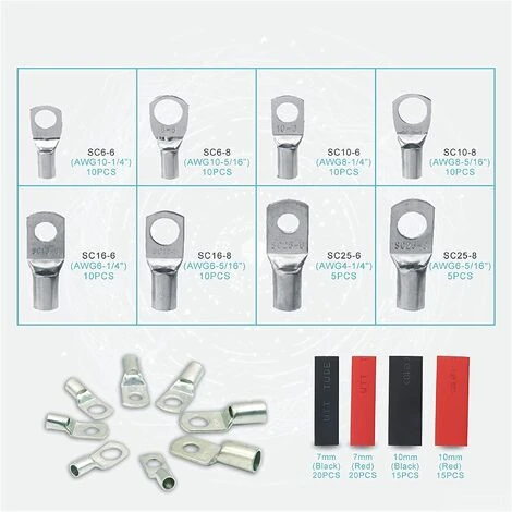 Cosses De Câble En Cuivre étamé, Cosses De Câble, Connecteurs à Sertir, 140 Pièces Cosses à Anneau Pour Gaine Thermorétractable Macaron 2 Cosses De Câble En Cuivre étamé, Cosses De Câble, Connecteurs à Sertir, 140 Pièces Cosses à Anneau Pour Gaine Thermorétractable Macaron – Image 2