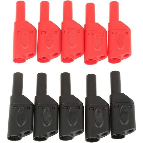 TINOR 10 Pièces Connecteurs Bananes Enfichables 4 Mm De Sécurité Entièrement Isolés Rouge Noir 5 TINOR 10 Pièces Connecteurs Bananes Enfichables 4 Mm De Sécurité Entièrement Isolés Rouge Noir – Image 5