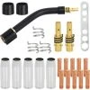 IRISFR Lilaris 24 Pcs Accessoires Soudage D'usure, 10 Tubes De Contact M6 0.8, 5 Buses, 2 Supports Tube Contact, 3 Ressorts Maintien, 2 Douilles Isolante, 1 Clé, 1 Col De Cygne Pour MIG MAG MB15 Soudeur